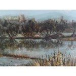 Средна картина масло на платно Испания, стара - 3795